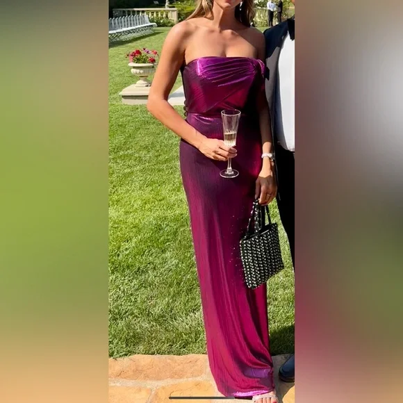 Black Halo Divina Strapless Metallic Gown | Pink | Size 4 | Formal - Picture 1 of 5